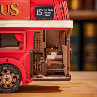 US Local Rolife London Tour Bus Car 3D Wooden Puzzle Model Toy Home Decor Xmas Gift