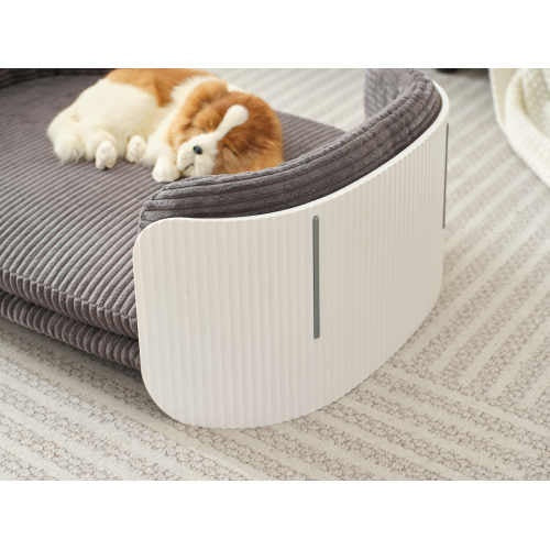 Scandinavian Style Cat Couch Bed, Pet Sofa For Indoor Cats PP Indoor Pet Furniture Elevated Cat Beds With Removable Mattress Cover Suitable For Kitty, Puppy Or Small Animal Brand Design White Grey