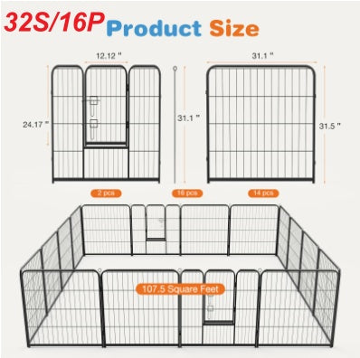 US Local Dog Playpen Indoor Fence Height Metal Exercise Pen With Door Small Puppy-Medium-Large Dogs Animal Pet For Outdoor, Garden, Yard