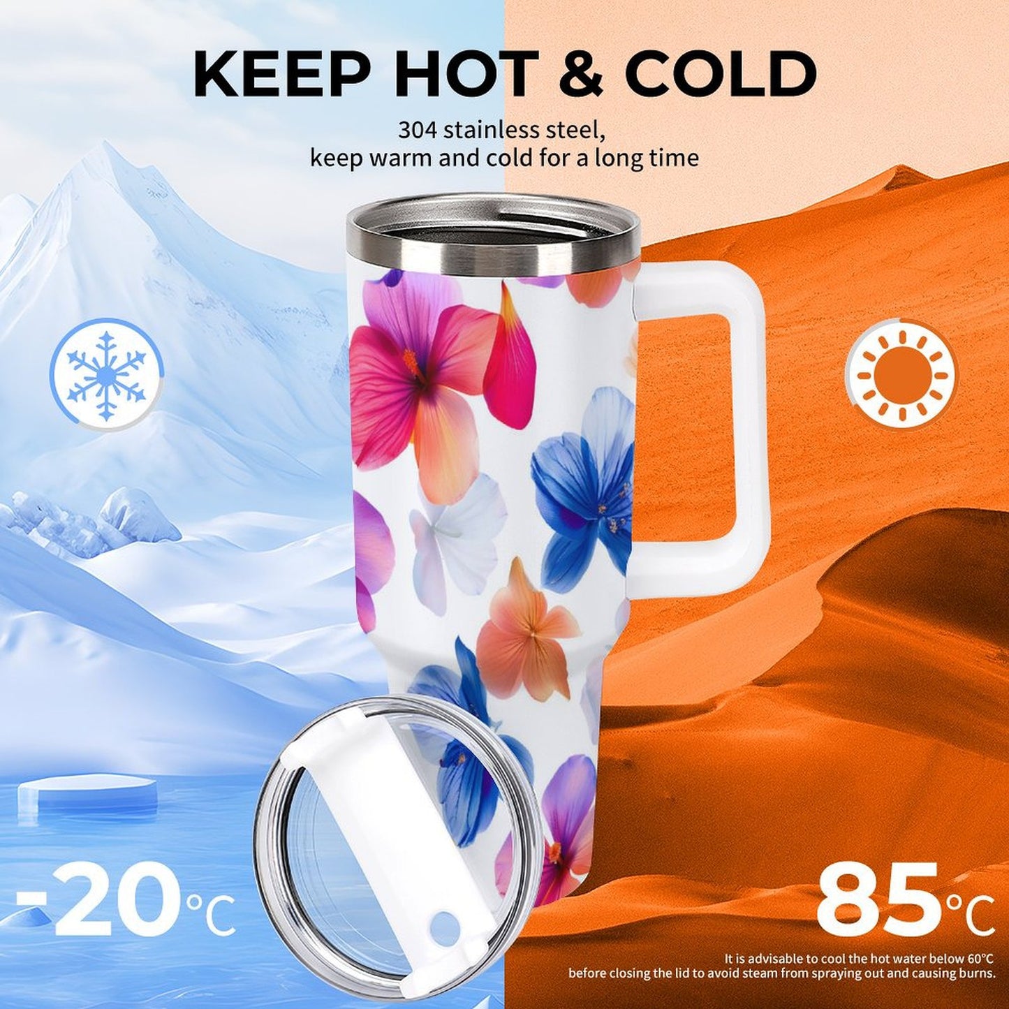 PHDT00056 POD US Local Tumbler 40 oz Large Capacity Car Cup Butterflies, Flowers