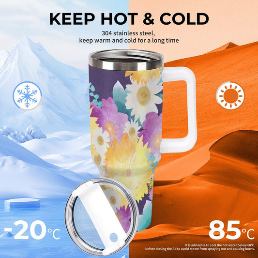 PHDT00233 POD US Local Tumbler 40 oz Large Capacity Car Cup Bright Flowers