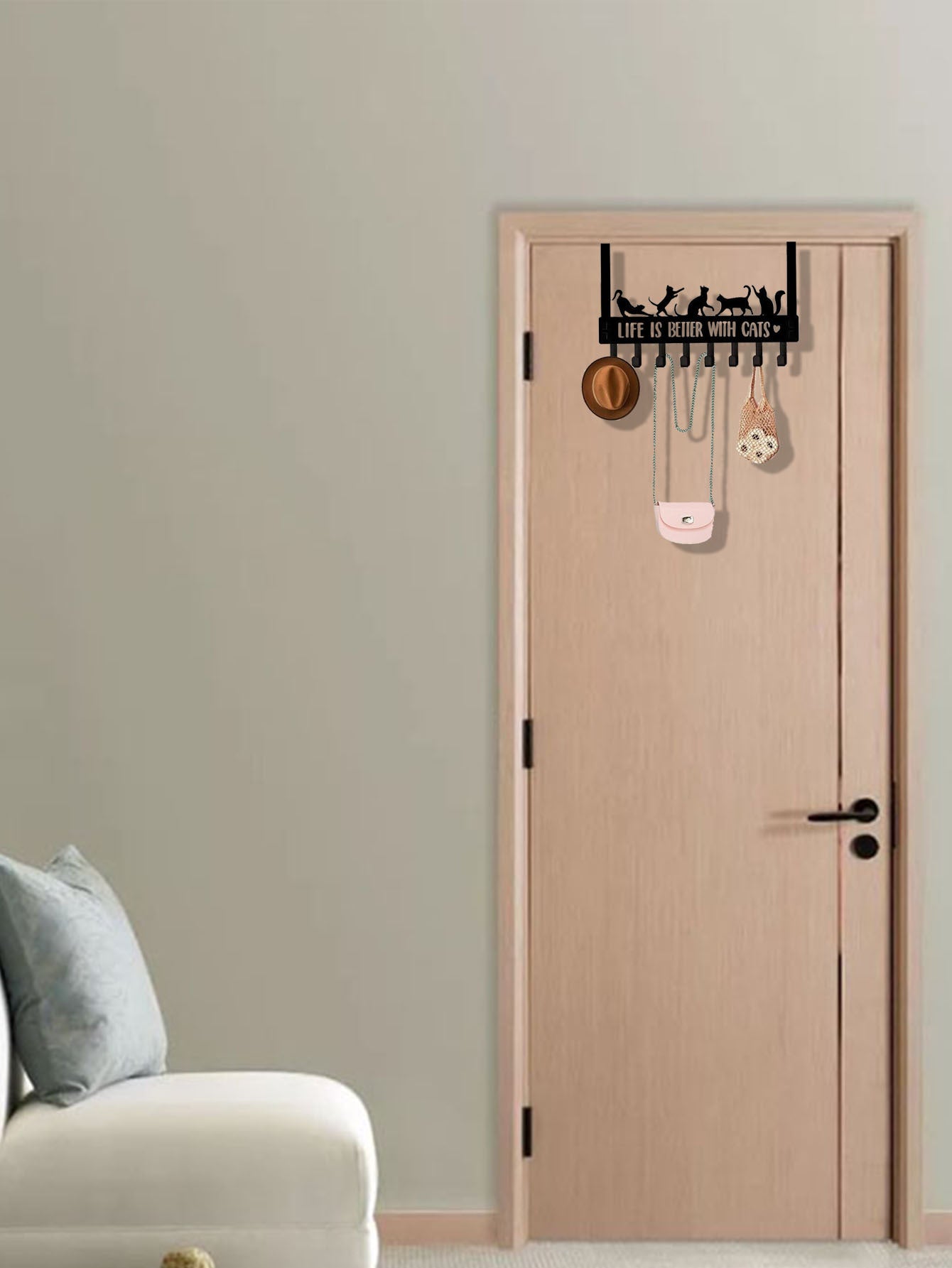 US Local Over-The-Door Cat Organizer,8 Multi-Purpose Hooks For Wall Or Door, Home Storage