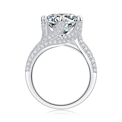 Luxury Fashion Large Diamond Ring Moissanite Silver Ring