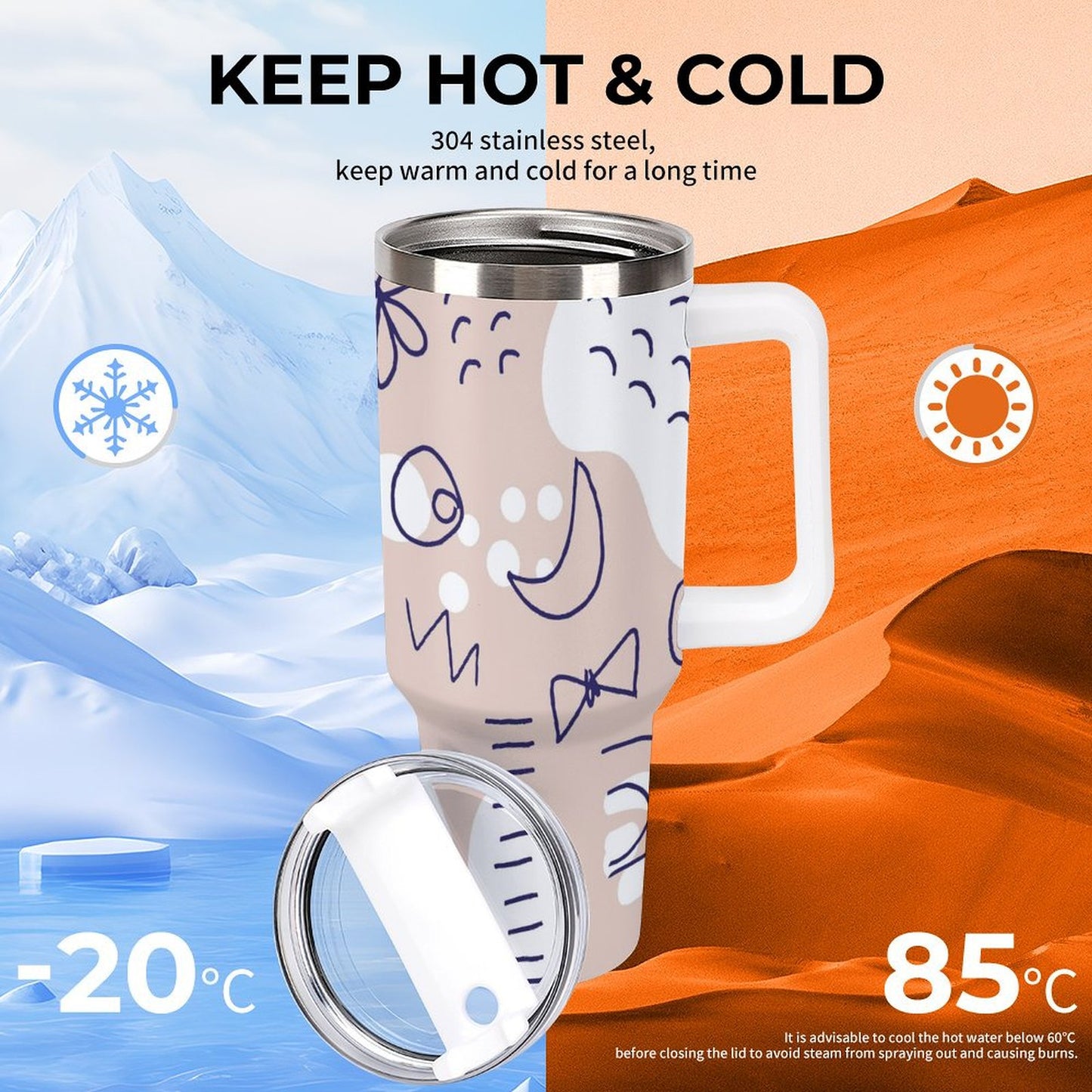 PHDT00529 POD US Local Tumbler 40oz Large Capacity Car Cup Graffiti, Abstract Geometry