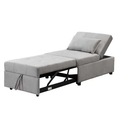 US Local Folding Ottoman Sofa Bed Gray