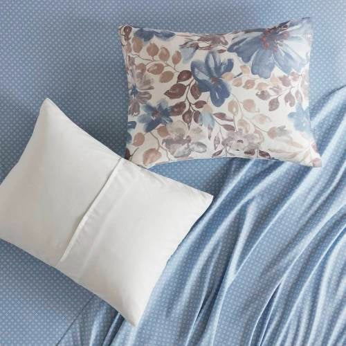 US Local Floral Comforter Set With Bed Sheets Blue Queen
