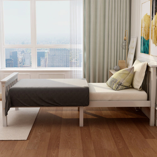 UK Local Single Bed White 3ft Solid Pine Wooden Bed Frame For Adults, Kids 190 X 90 Cm 3FT