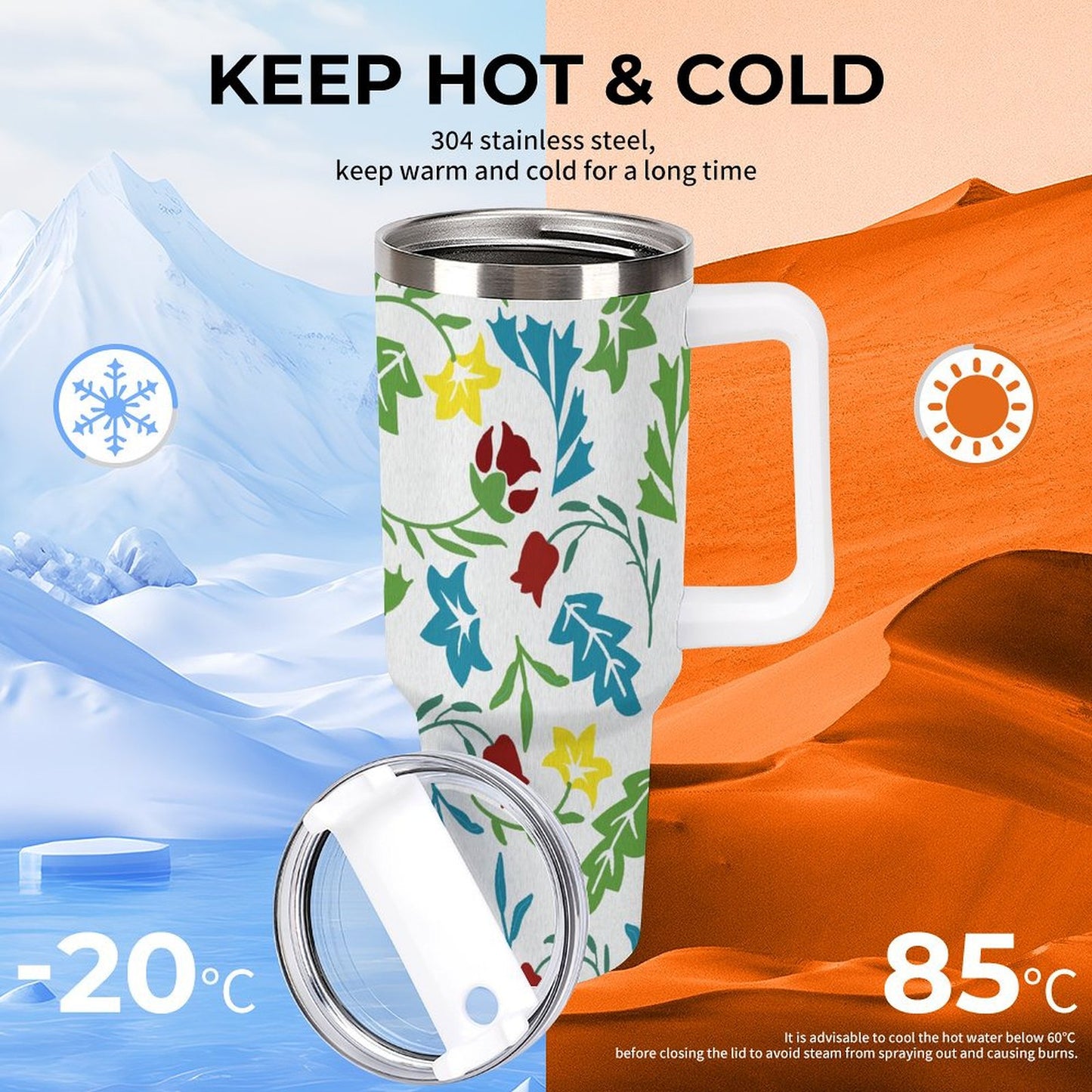 PHDT00136 POD US Local Tumbler 40 oz Large Capacity Car Cup Cut Flowers