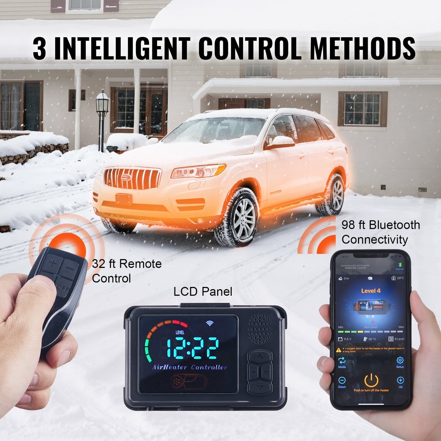 US Local VEVOR Air Heater All-in-one 12V 8KW Bluetooth App LCD For Car RV Indoors