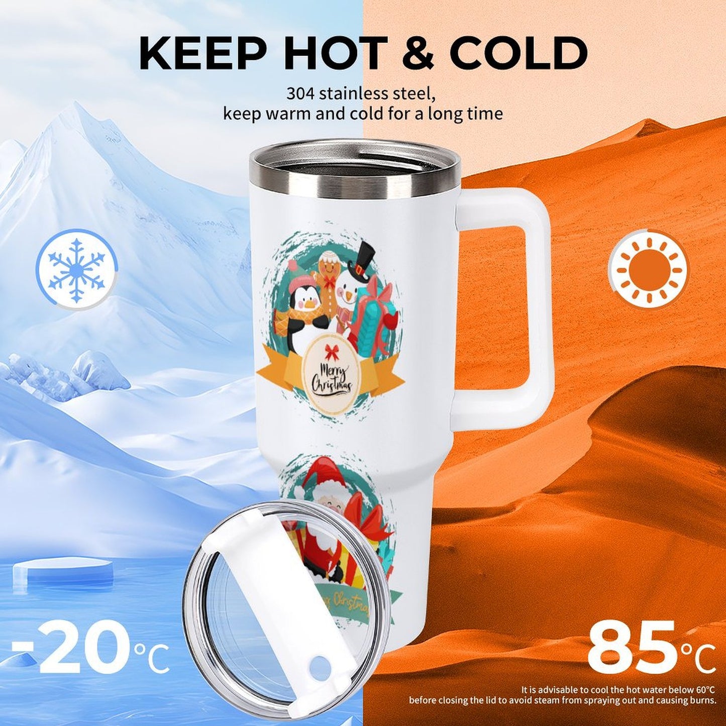 PHDT00338 POD US Local Tumbler 40 oz Large Capacity Car Cup Christmas, Santa