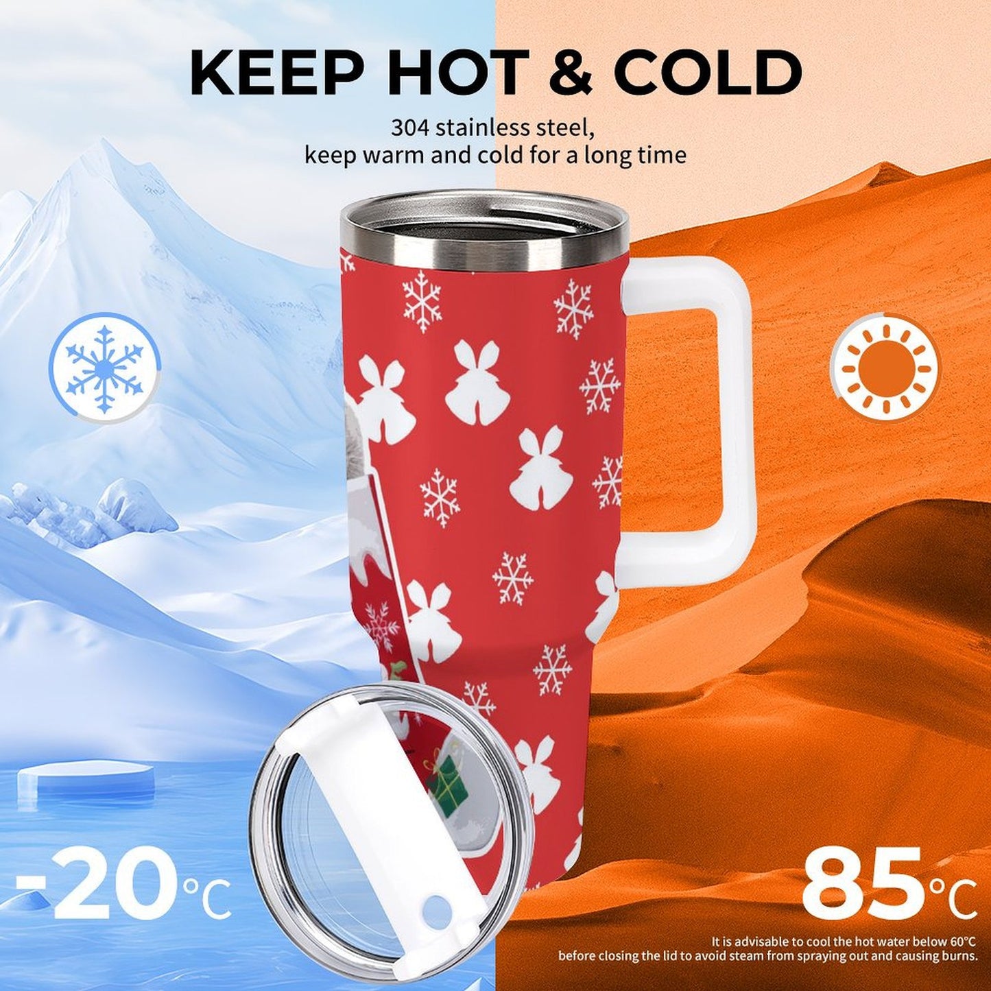 PHDT00316 POD US Local Tumbler 40 oz Large Capacity Car Cup Christmas Stocking Cat