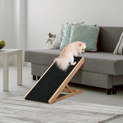 US Local Foldable Pet Ramp With Non-slip Carpet Height Adjustable Pine Wood For Dogs Cats Black