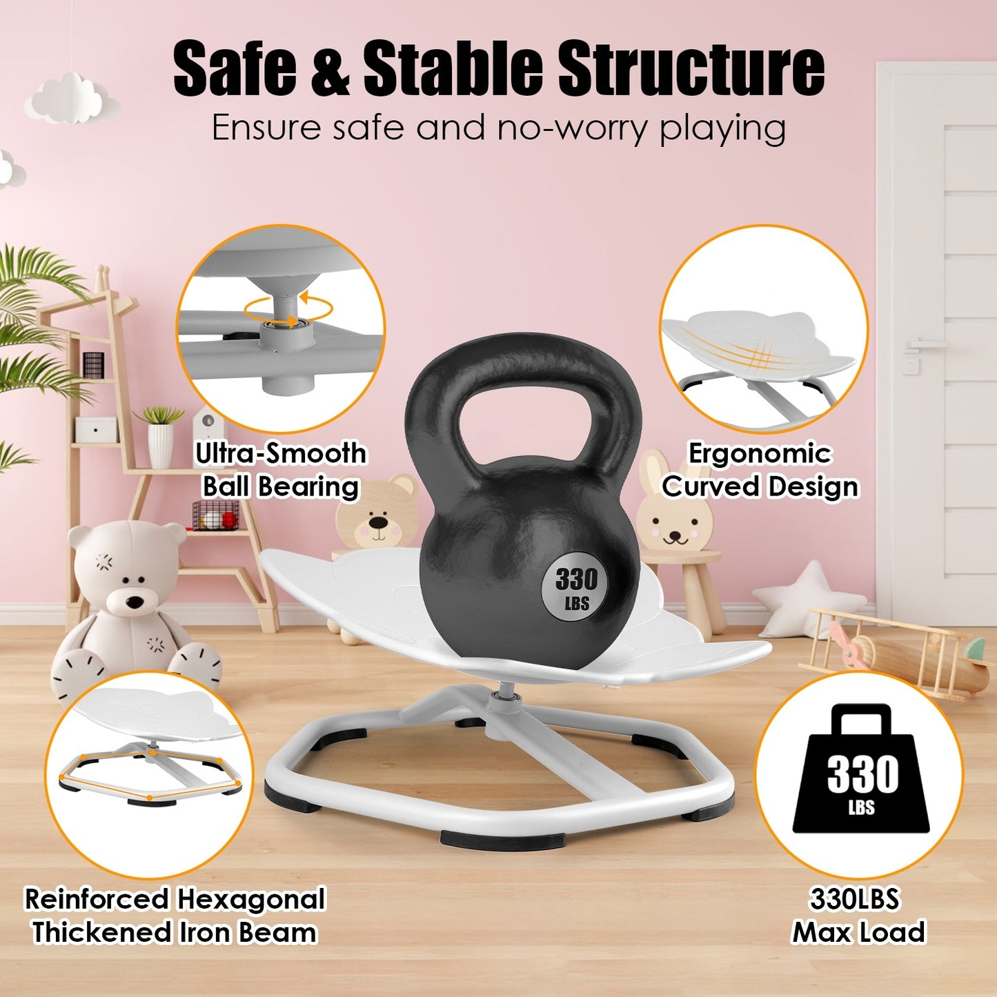 US Local 1Pc Kids Spinning Chair Autism Sensory Swivel Chair Balancing Seat Toy Rotation Chair For Autistic Kids Train Body Coordination Relieve Motion Sickness For Over 3 Years Old Kids