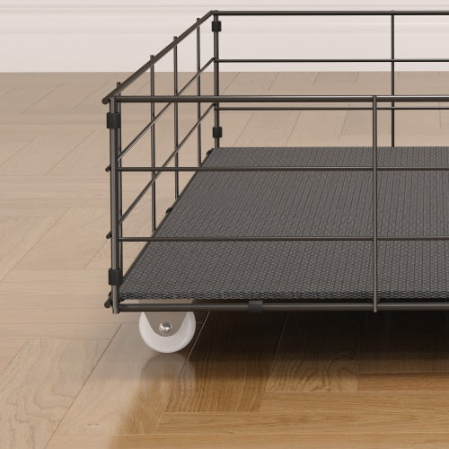 US Local Full Size Bed Frame With LED, 4 Under-bed Portable Storage Drawers, Wings Headboard Design