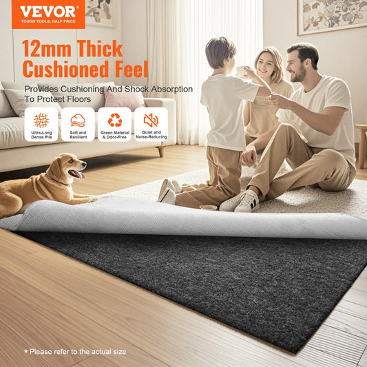 US Local VEVOR Rug Pad Gripper 8' X 10' Protective Carpet Pad 0.47Thick For All Floors