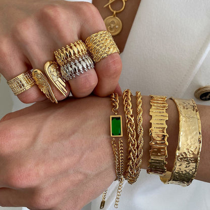 Wings Ring Non-fading Jewelry Stainless Steel Opening Ornament