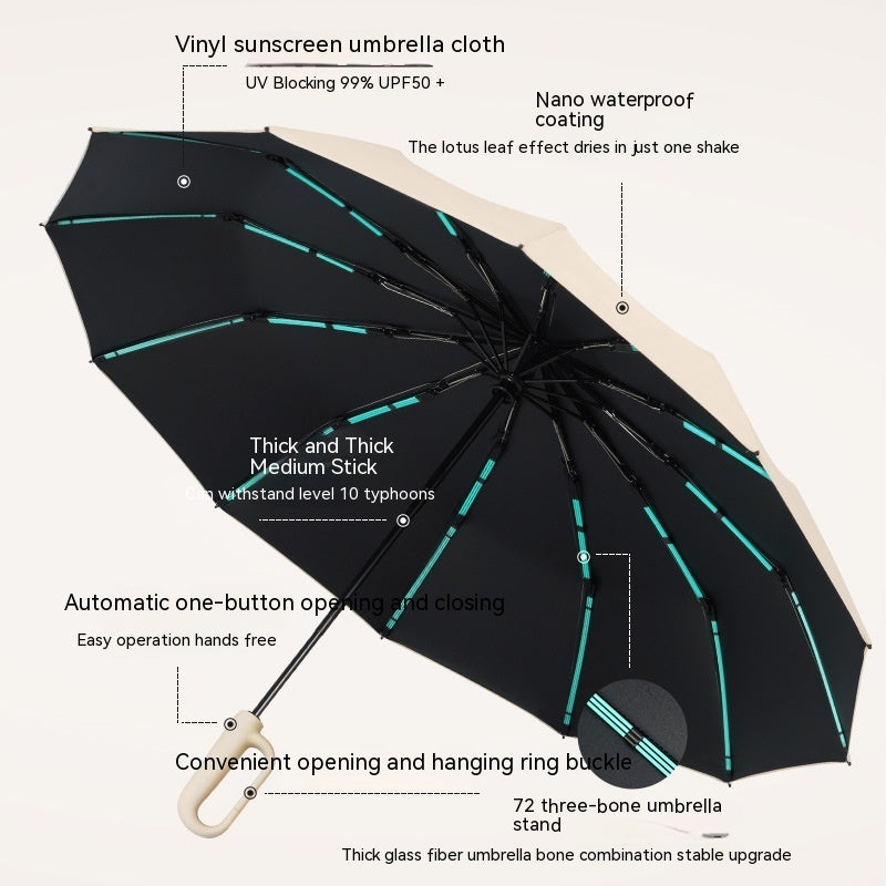 US Local 72 Automatic Buckle Umbrellas Portable Plus-sized Thickened