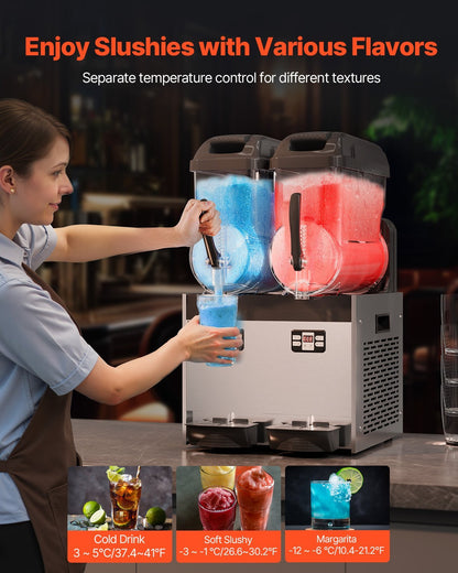 US Local 12Lx2 Tank Commercial Slushy Machine Margarita Smoothie Drink Maker