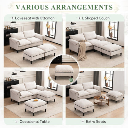 US Local Convertible Combination Sofa Sofa UShaped Sofa With Footstools With Storage Gray Sofa For Living Room, Living Room Bedroom Office Small Space 2 Seater Combination Sofa