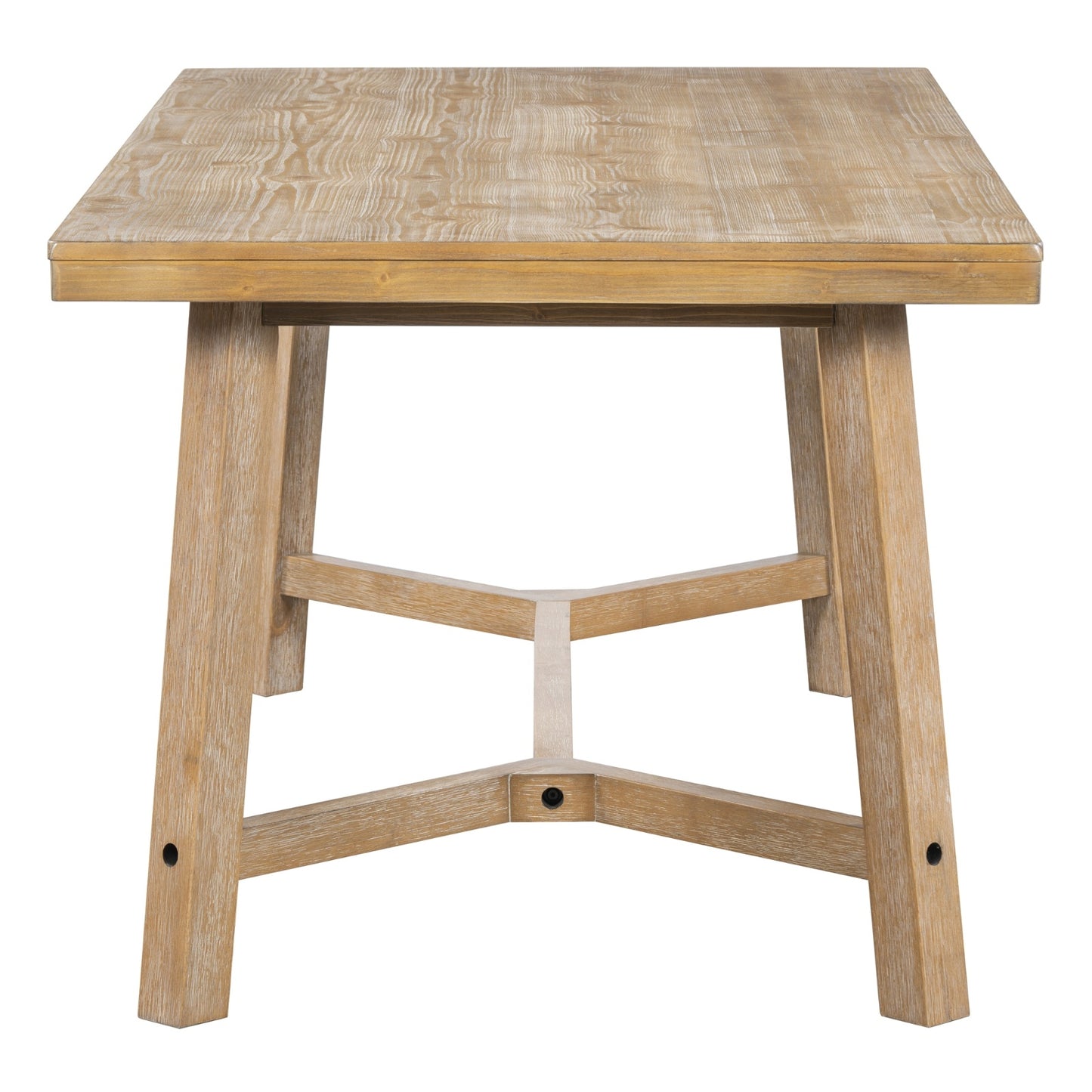 US Local TREXM 6-piece Retro Farmhouse Style Dining Set, Rectangular Table And 4 Upholstered Chairs With Ratt