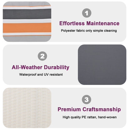 US Local GO PE Wicker Porch Swing, 2-Seater Hanging Bench With Chains, Patio Furniture Swing For