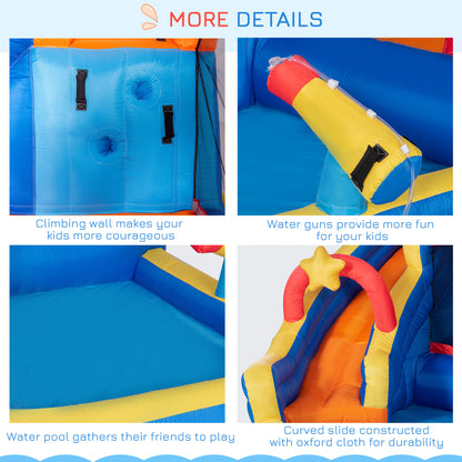 US Local 5-in-1 Kids Bounce House Inflatable Water Slide with Pool