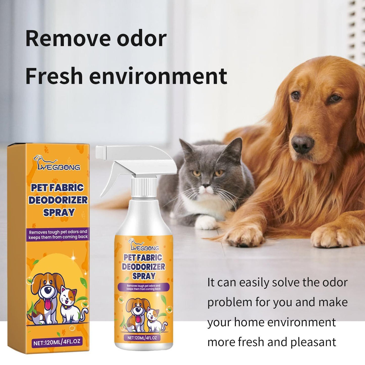US Local Yebang Pet Fabric Deodorizer Spray Air Clean Pet Odor Indoor Long-lasting Air Freshener Deodorizer