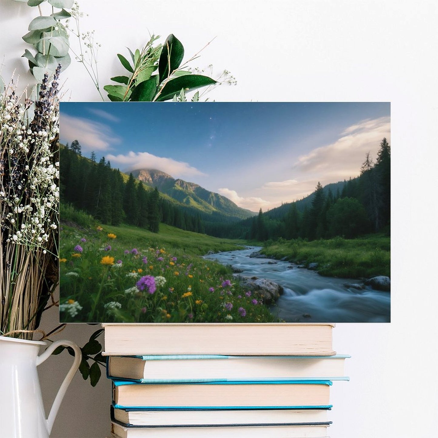 Decorative Interior Frame Painting Mountain-river-starry-summer-8