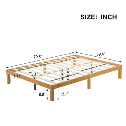 US Local Ueen Size Wood Platform Bed Frame,No Box Spring Needed,Strong Wood Slat Support, Easy Assembly