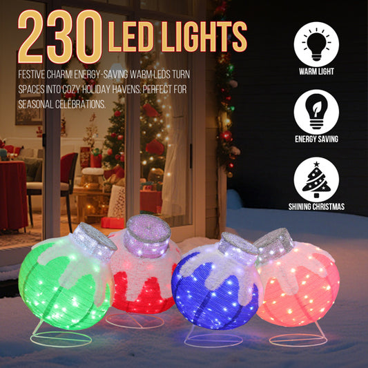 US Local Set Of 4 Lighted Ball Ornaments Christmas Decorations, Pre-lit Holiday Decor With 320 Multi-color LED Lights For Xmas Outdoor Indoor Decor Lighted Holiday Displays