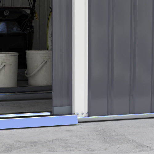 UK Local Outsunny 13 X 11ft Metal Garden Shed, Outdoor Storage Tool House With Ventilation Slots, Foundation Kit And Lockable Double Doors, Grey