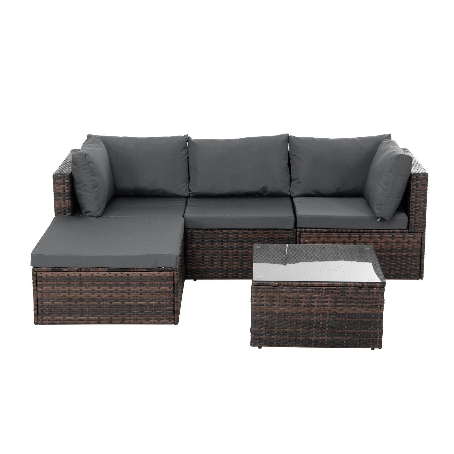 USA Local Patio Furniture, Outdoor Furniture, Seasonal PE Wicker Furniture, 5 Set Wicker Furniture With Temper