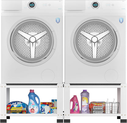 US Local Laundry Pedestal 18 In Height, Washer And Dryer Pedestals With Storage Shelf, 700lbs Weight Capacity Washing Machine Stands For Most Washers And Dryers, Assembly Required, White, 2 Pack