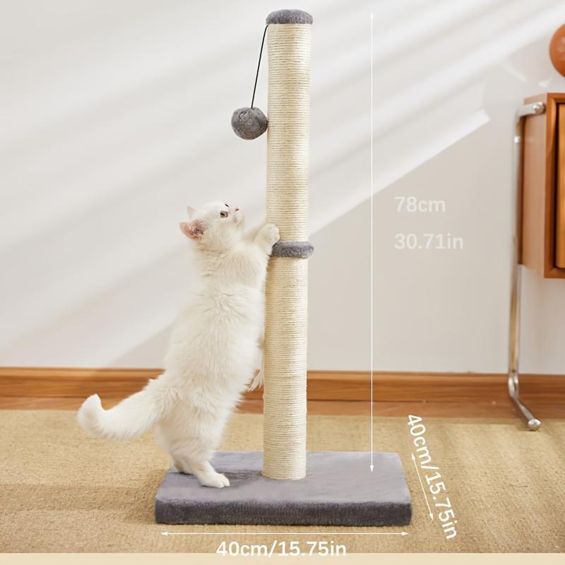 US Local Durable Sisal Rope With Hanging Ball Toy Cat Scratching Post Indoor Space Saving Stable Base Promote Cat Claw Health And Fun Exercise
