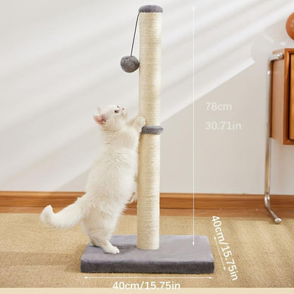 US Local Durable Sisal Rope With Hanging Ball Toy Cat Scratching Post Indoor Space Saving Stable Base Promote Cat Claw Health And Fun Exercise