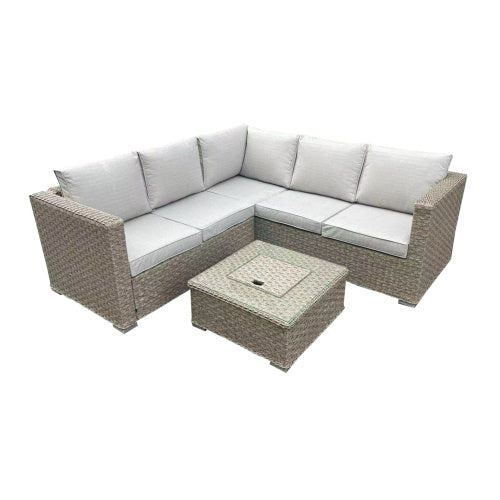 UK Local Patio Furniture Set, Waterproof Outdoor Furniture With Coffee Table,3 Seater For Porch Balcony, Brown