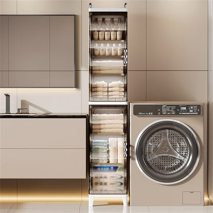 US Local Narrow Slit Folding Storage Cabinet Plastic Magnetic Door Storage Cabinet Storage Cabinet Suitable For Bathroom, Toilet, Living Room, Bedroom Storage