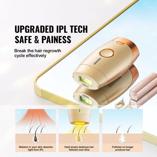 US Local VEVOR IPL Hair Removal, Permanent Hair Removal For Women And Men, Auto Manual Modes  5 Adjustable Levels, Painless At-Home Hair Removal Device For Legs, Armpits, Bikini Line, Whole Body