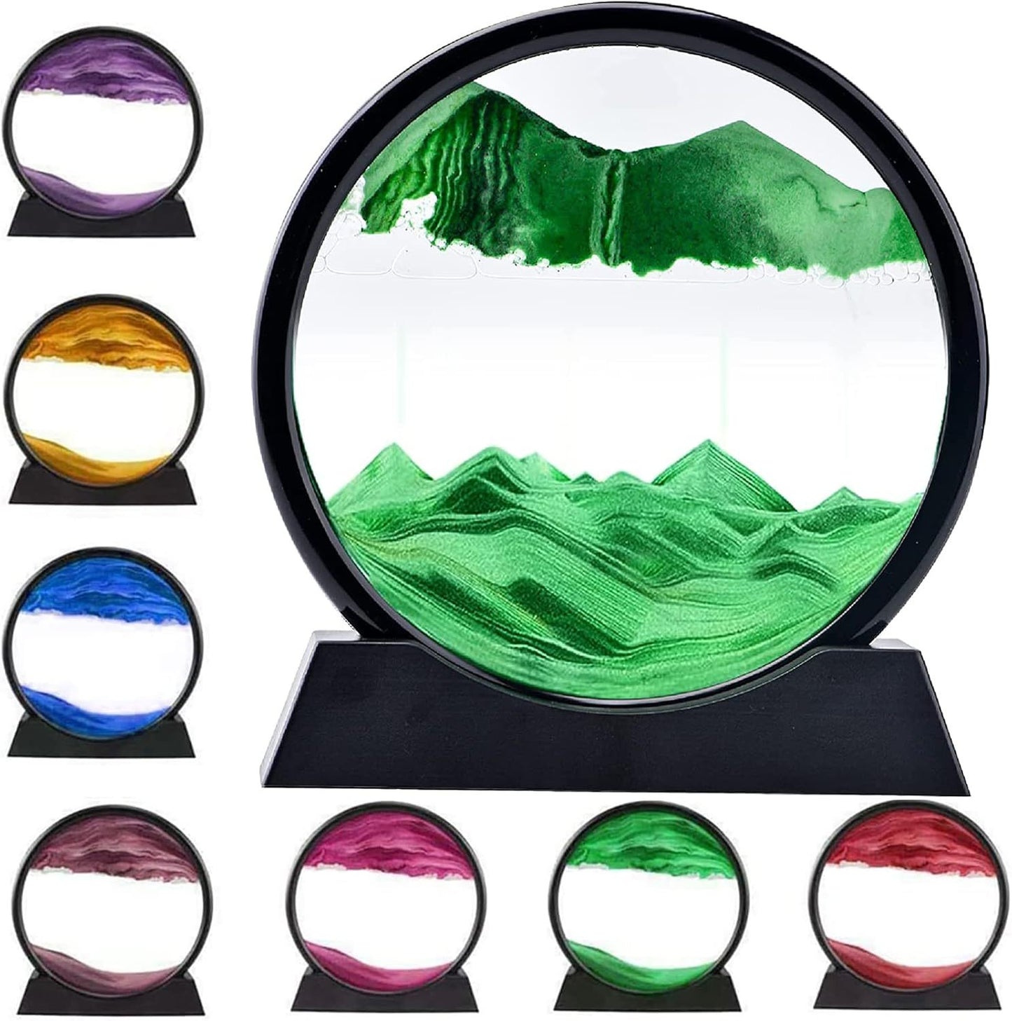 US Local 3D Dynamic Sand Art Liquid Motion, Moving Sand Art Picture Round Glass 3D Deep Sea Sandscape In Motion Display Flowing Sand Painting Relaxing Desk Toys