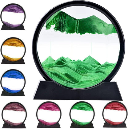 US Local 3D Dynamic Sand Art Liquid Motion, Moving Sand Art Picture Round Glass 3D Deep Sea Sandscape In Motion Display Flowing Sand Painting Relaxing Desk Toys