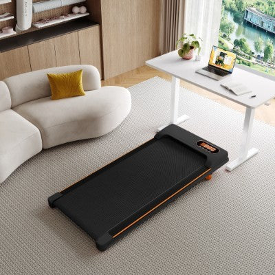 UK Local Folding Under Desk Walking Pad Treadmill With Adjustable Incline, 1-6 Km H Low Noise For Home  Office, LED Display, Magnetic Remote Control, Transport Wheels  Plug, Black.