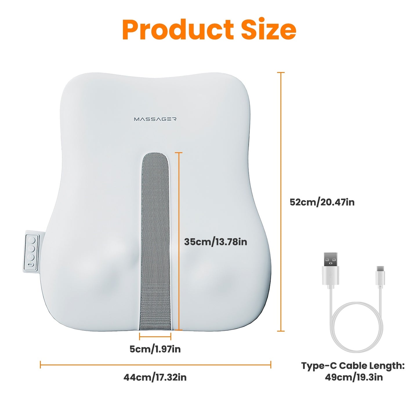 US Local 1 Set  Shiatsu Back Massager 3D Deep Tissue Kneading Massage Pillow Cordless USB Rechargeable With 3 Massaging Modes 2 Heating Levels 10Mins Auto-Off For Back Shoulder Waist Lumbar No Chair