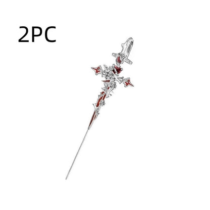 Halloween Cross Thorn Rose Pendant Earrings