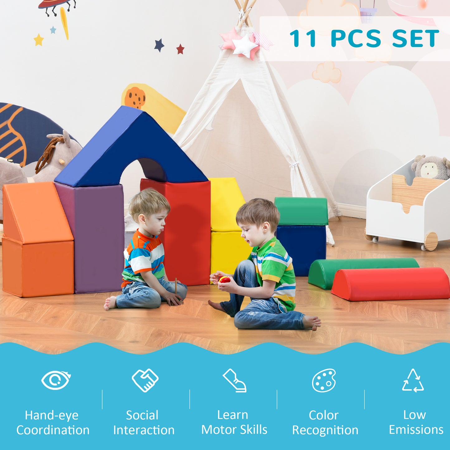 US Local 11-Piece Kids Crawl and Climb Activity Play Set for Climbing