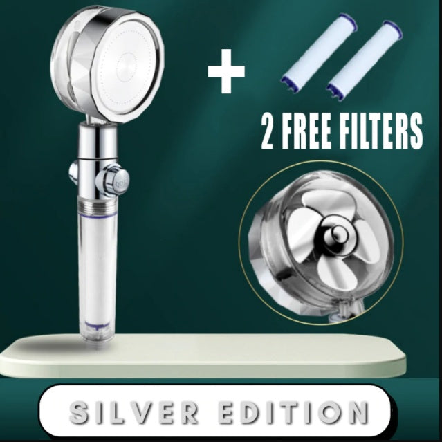 US Local Shower Head Water Saving Flow 360 Degrees Rotating With Small Fan ABS Rain High Pressure Spray Nozzle Bathroom Accessories