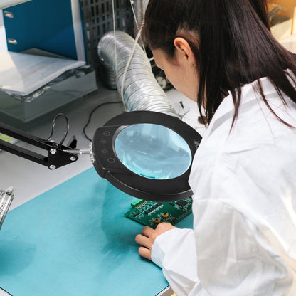 US Local VEVOR Magnifying Glass With Light And Stand, 5X Magnifying Lamp, Glass Lens, Base And Clamp 2-in-1 Desk Magnifier With Light, 64 LED Lights 5 Color Modes, For Close Work Reading Repair Crafts