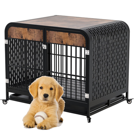 US Local Heavy Duty Dog Crate Furniture Wooden Table 33inch Brown