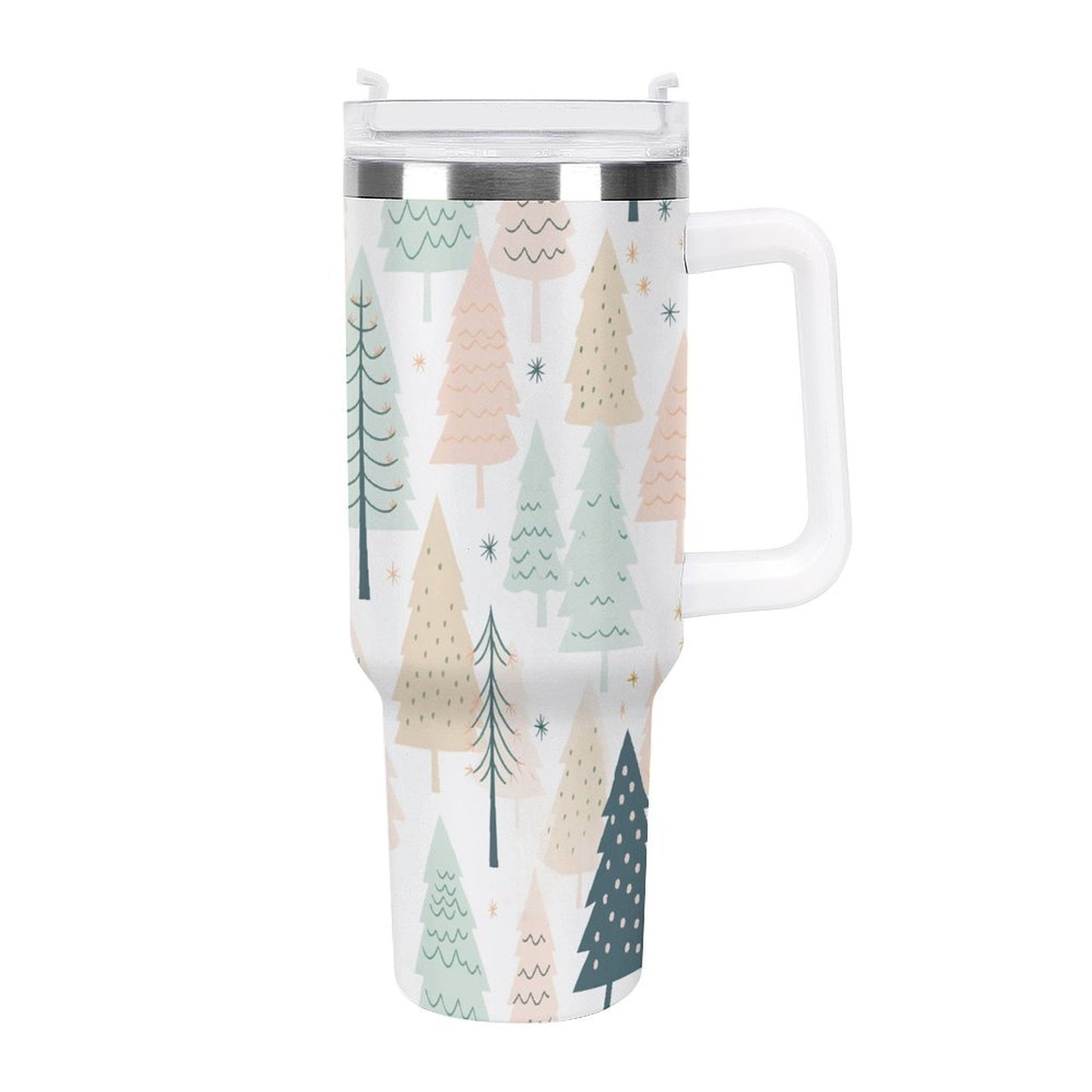 PHDT00090 POD US Local Tumbler 40 oz Large Capacity Car Cup Pink, Christmas Trees, Woods