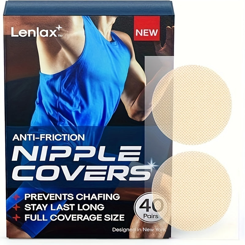 US Local Anti-Chafing Men's Nipple Covers For Running, Cycling, And Endurance Or Long-Distance Sports, Waterproof And Sweatproof Adhesive, Large Anti-Friction Guard, 40 Pairs