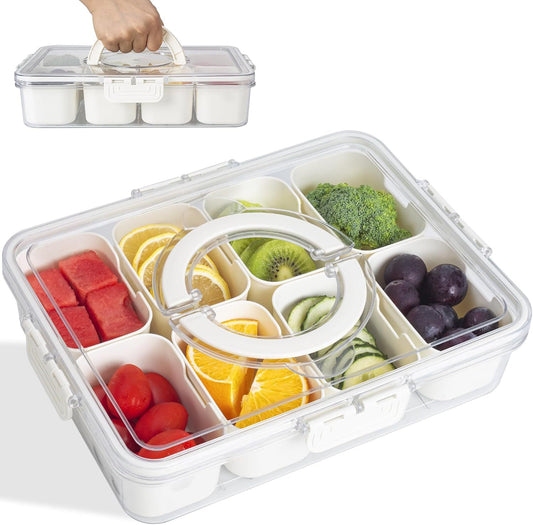 US Local Divided Snack Box With Lid Clear Food Storage Container With Colorful Compartments  Reusable Bento Organizer For Snacks Fruits Nuts And Meal Prep